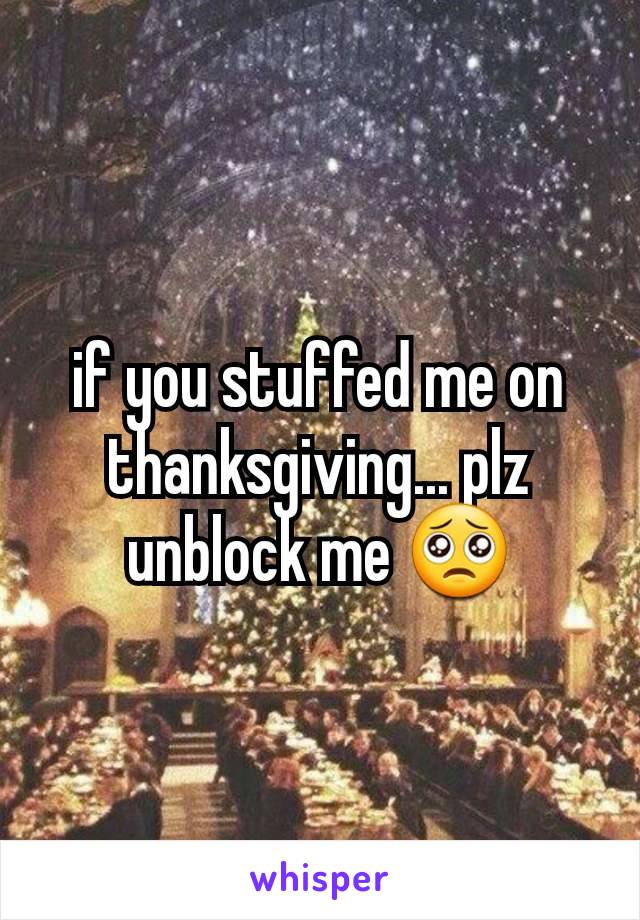 if you stuffed me on thanksgiving... plz unblock me 🥺
