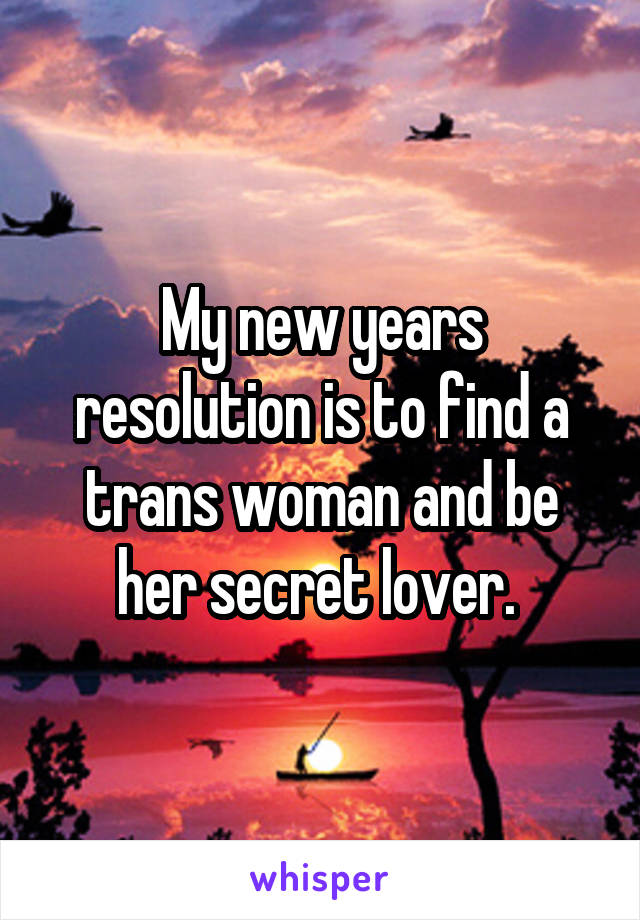 My new years resolution is to find a trans woman and be her secret lover. 