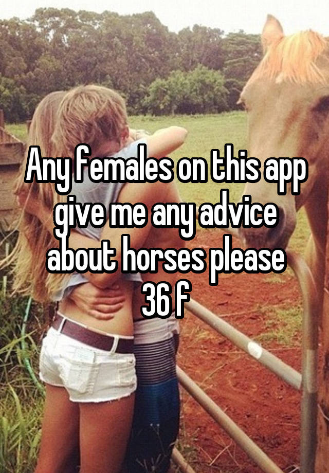 Any females on this app give me any advice about horses please
36 f