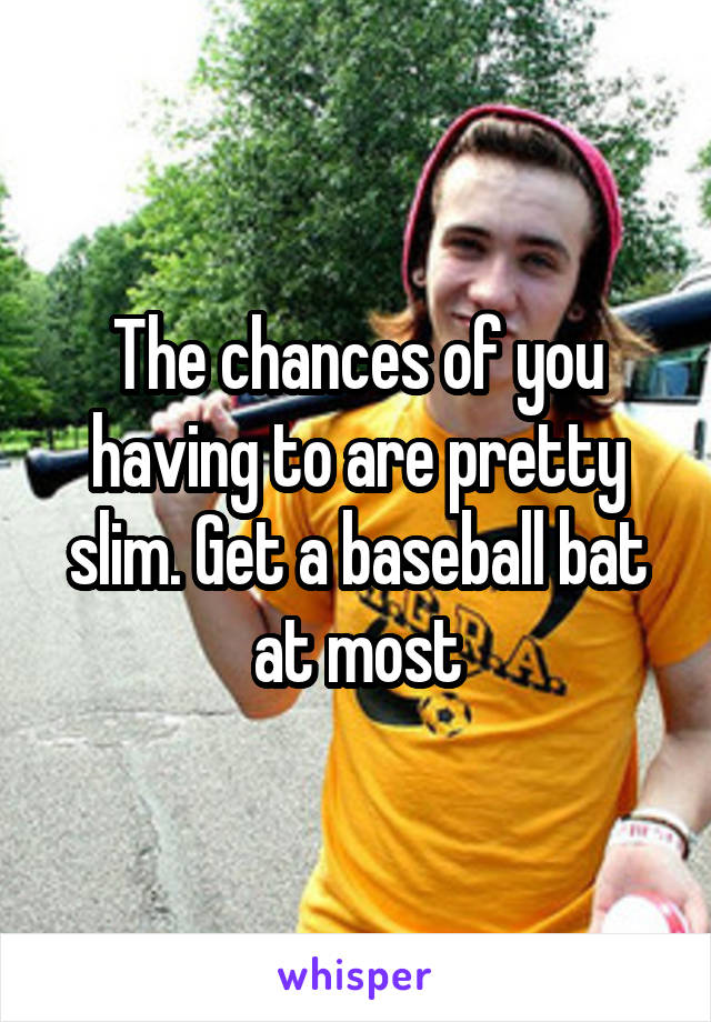 The chances of you having to are pretty slim. Get a baseball bat at most