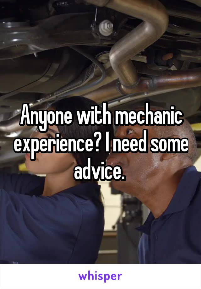 Anyone with mechanic experience? I need some advice. 