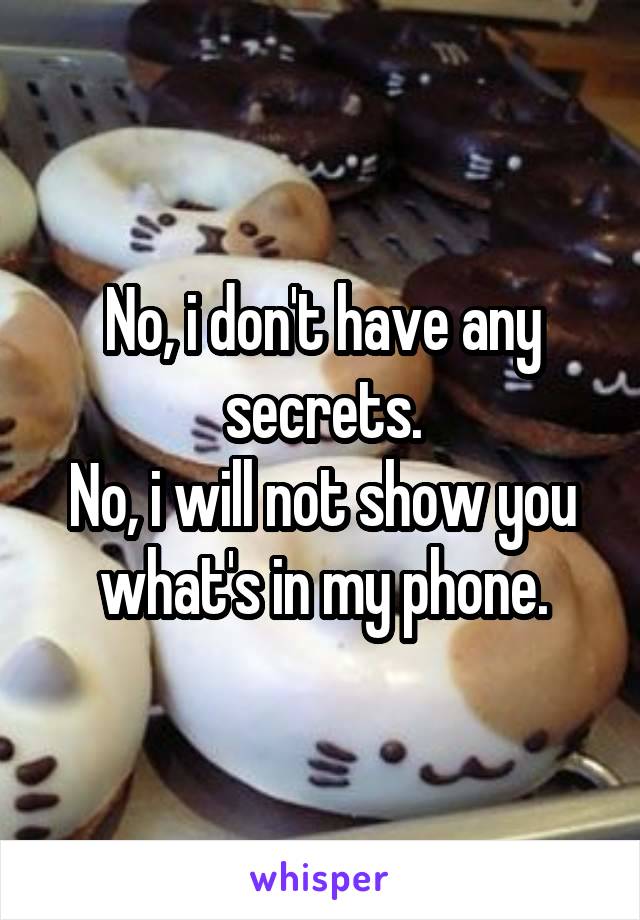 No, i don't have any secrets.
No, i will not show you what's in my phone.