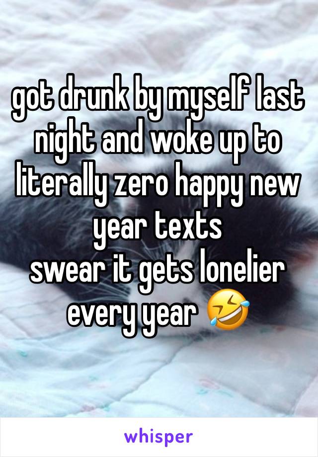 got drunk by myself last night and woke up to literally zero happy new year texts
swear it gets lonelier every year 🤣
