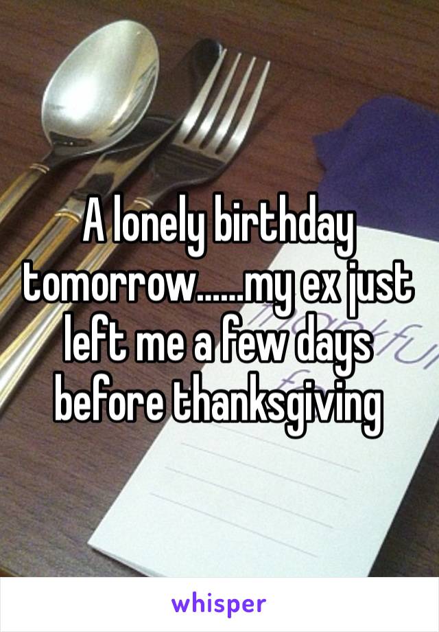 A lonely birthday tomorrow……my ex just left me a few days before thanksgiving 