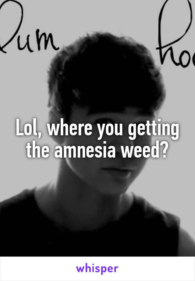 Lol, where you getting the amnesia weed?