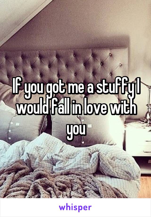 If you got me a stuffy I would fall in love with you