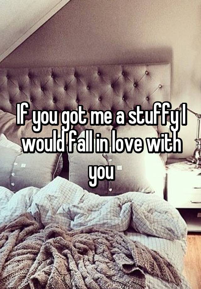 If you got me a stuffy I would fall in love with you