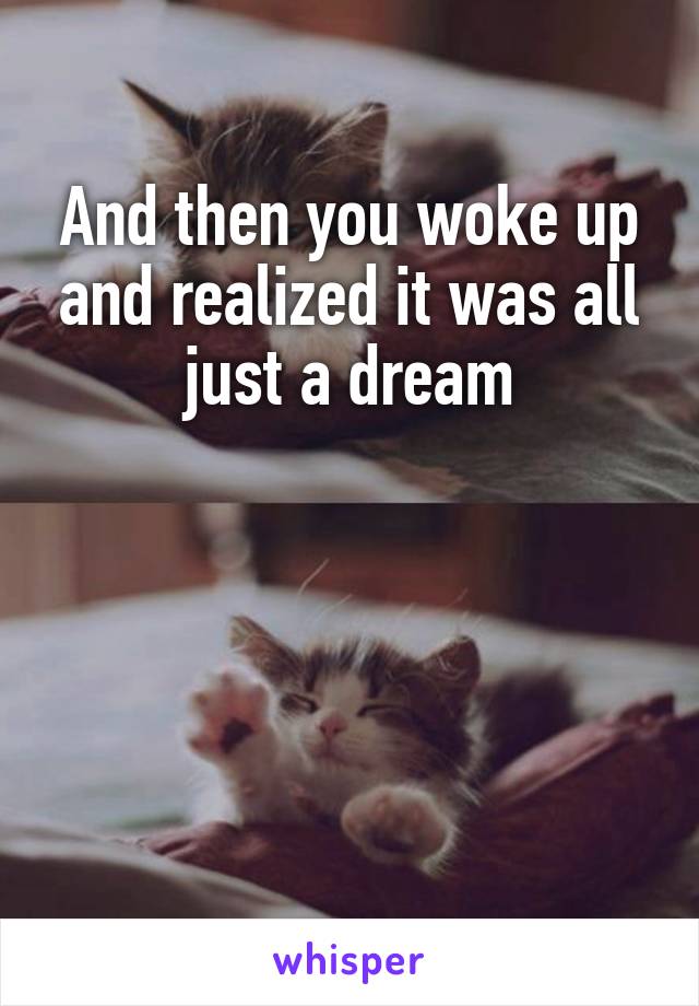 And then you woke up and realized it was all just a dream




