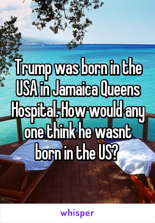Trump was born in the USA in Jamaica Queens Hospital. How would any one think he wasnt born in the US? 