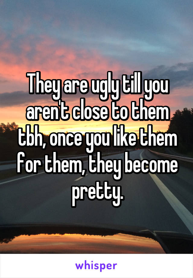 They are ugly till you aren't close to them tbh, once you like them for them, they become pretty.