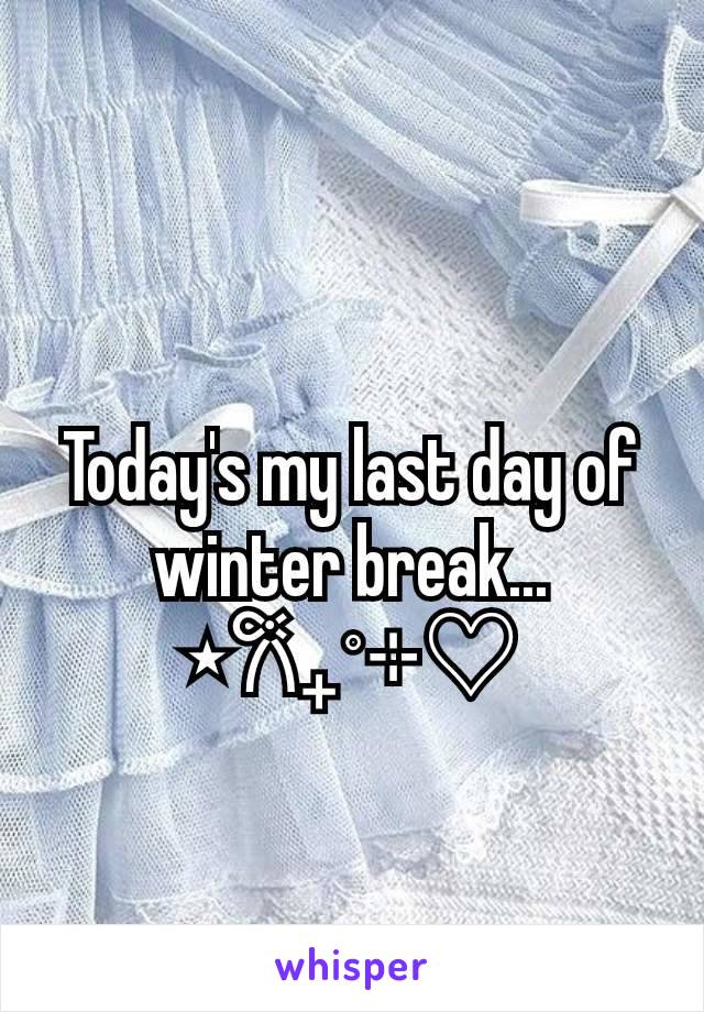 Today's my last day of winter break...
⋆𐙚₊˚⊹♡