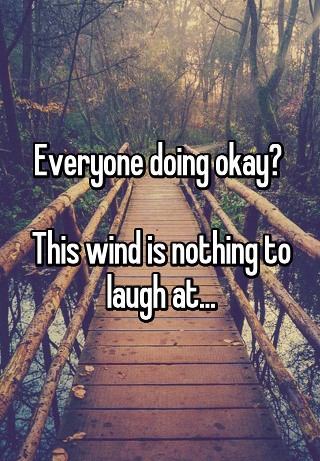 Everyone doing okay? 

This wind is nothing to laugh at...