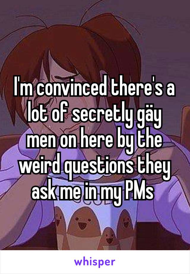 I'm convinced there's a lot of secretly gäy men on here by the weird questions they ask me in my PMs 