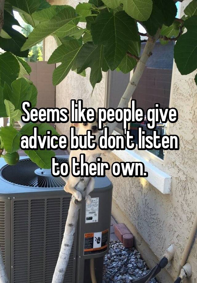 Seems like people give advice but don't listen to their own.