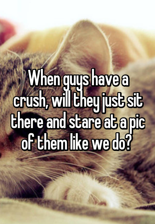 When guys have a crush, will they just sit there and stare at a pic of them like we do? 