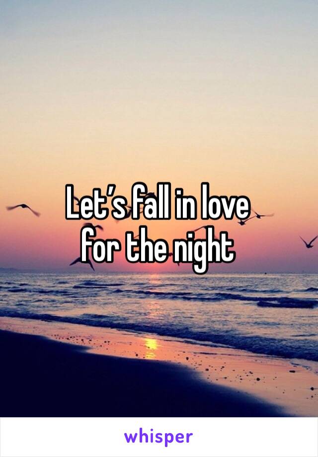 Let’s fall in love
for the night