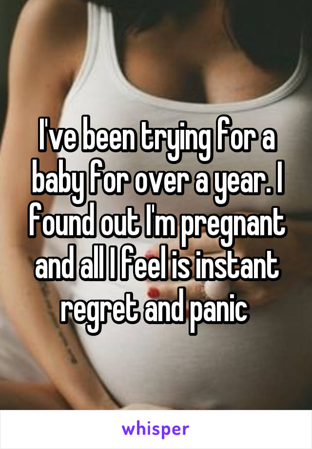 I've been trying for a baby for over a year. I found out I'm pregnant and all I feel is instant regret and panic 