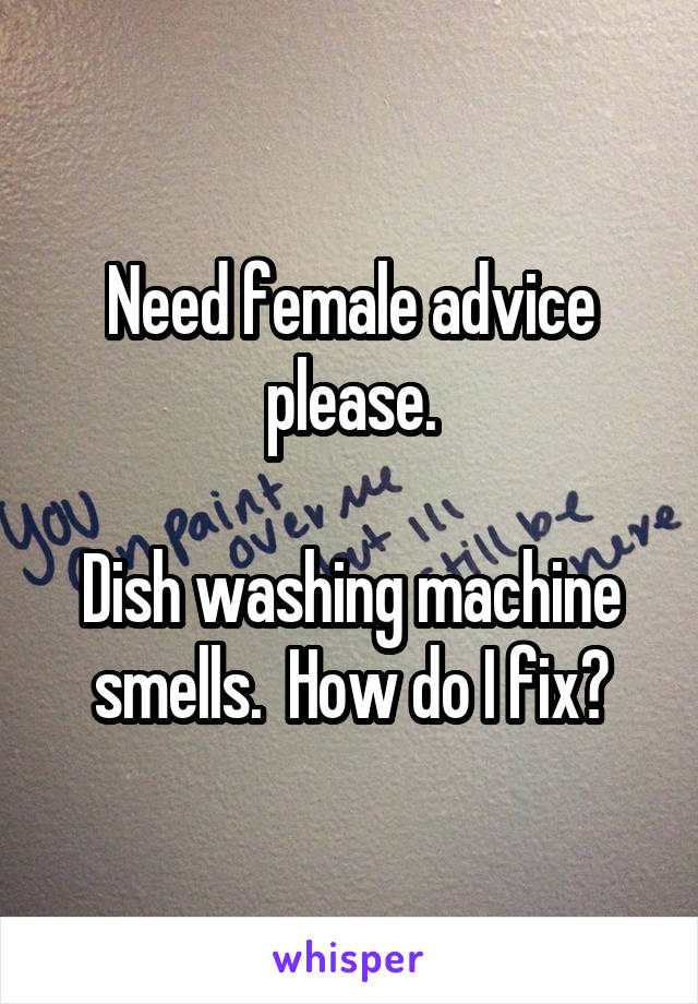 Need female advice please.

Dish washing machine smells.  How do I fix?