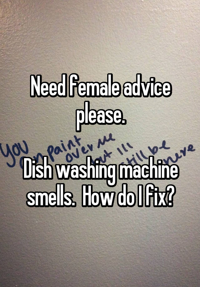 Need female advice please.

Dish washing machine smells.  How do I fix?