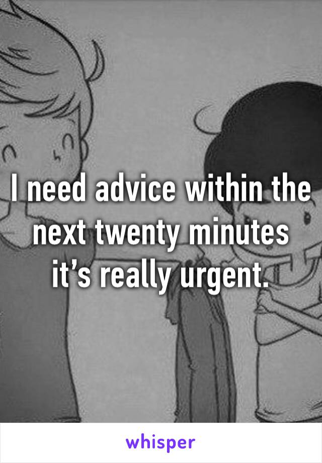 I need advice within the next twenty minutes it’s really urgent. 