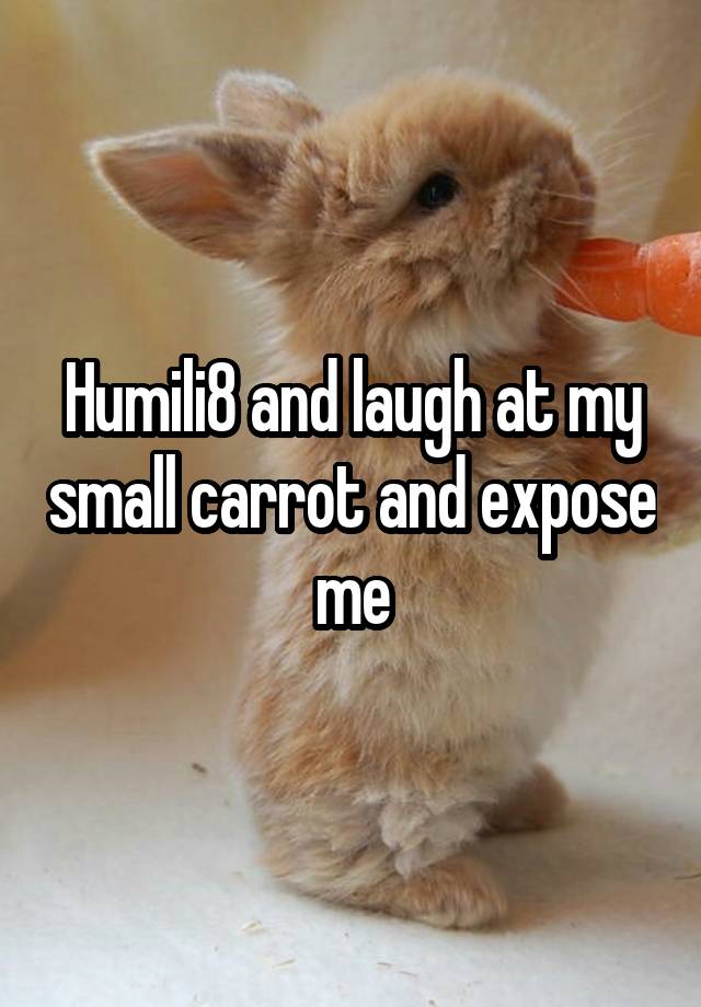 Humili8 and laugh at my small carrot and expose me