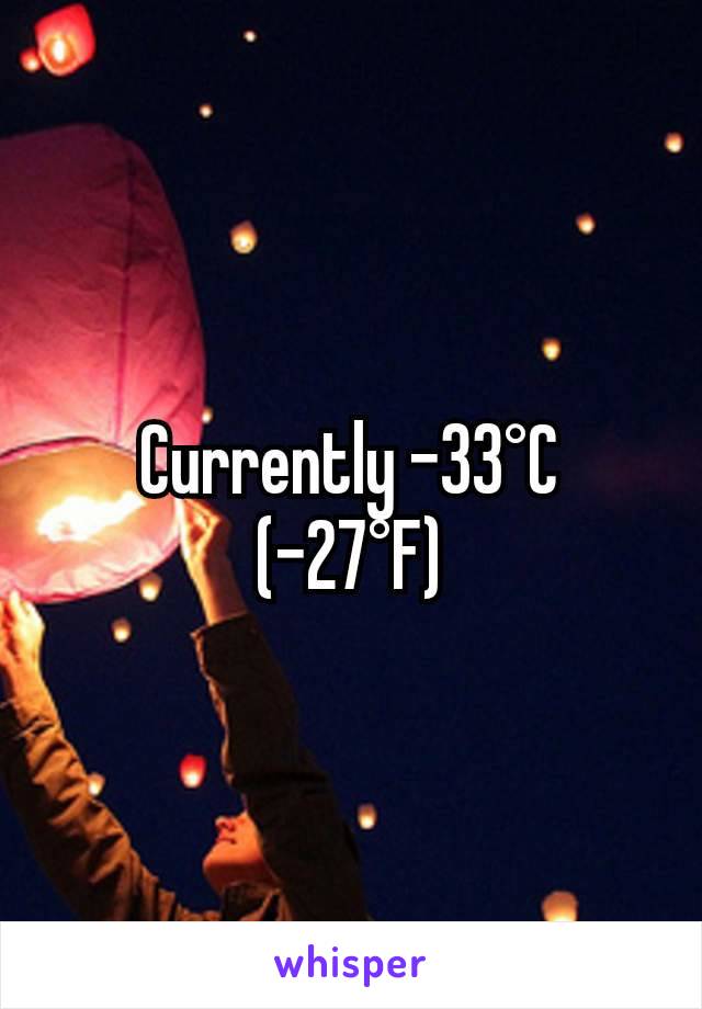 Currently -33°C (-27°F)