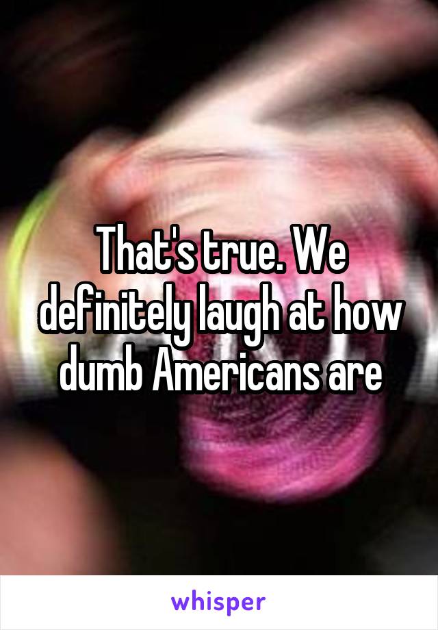 That's true. We definitely laugh at how dumb Americans are