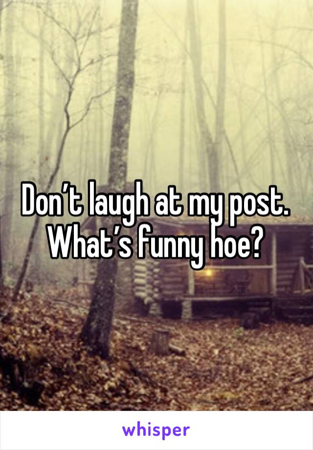 Don’t laugh at my post. What’s funny hoe? 