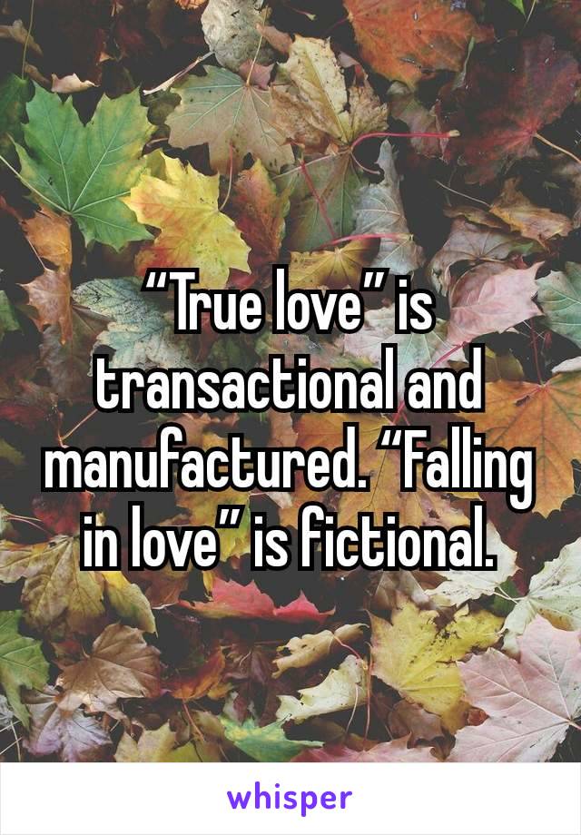 “True love” is transactional and manufactured. “Falling in love” is fictional.