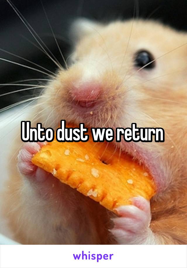 Unto dust we return 