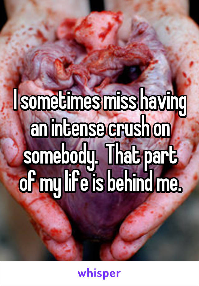 I sometimes miss having an intense crush on somebody.  That part of my life is behind me.