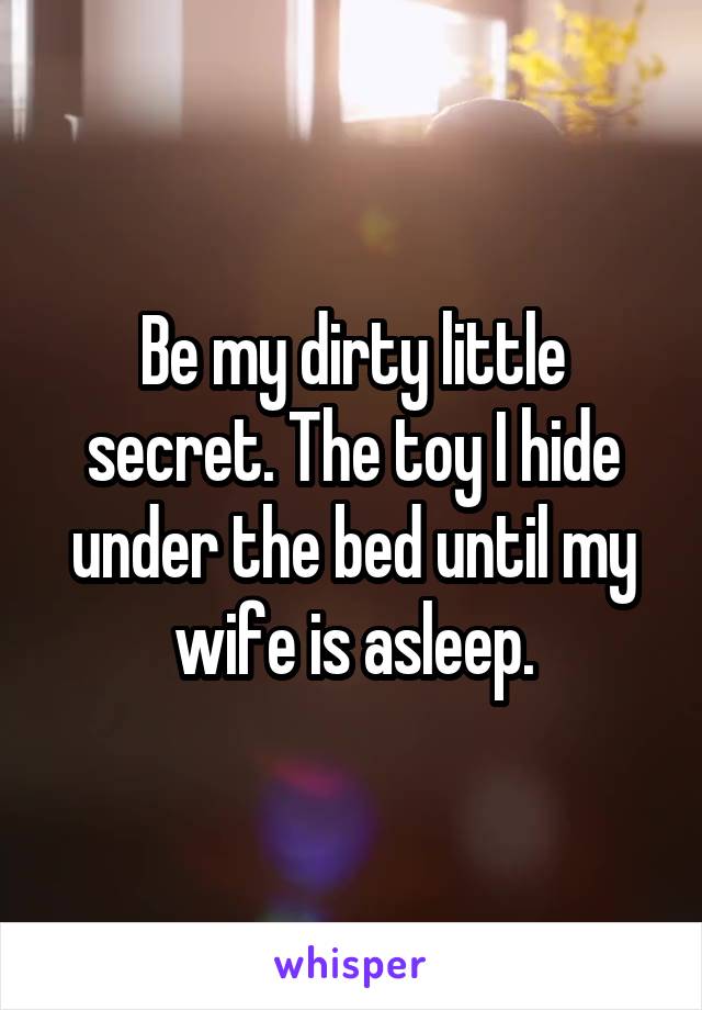 Be my dirty little secret. The toy I hide under the bed until my wife is asleep.