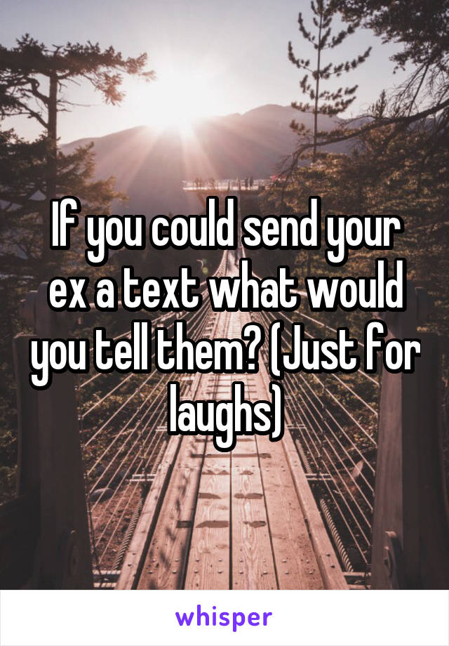 If you could send your ex a text what would you tell them? (Just for laughs)