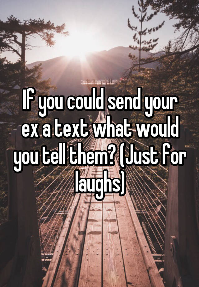 If you could send your ex a text what would you tell them? (Just for laughs)