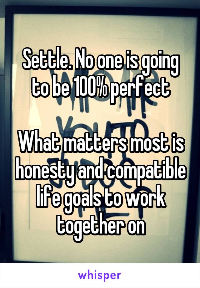 Settle. No one is going to be 100% perfect

What matters most is honesty and compatible life goals to work together on