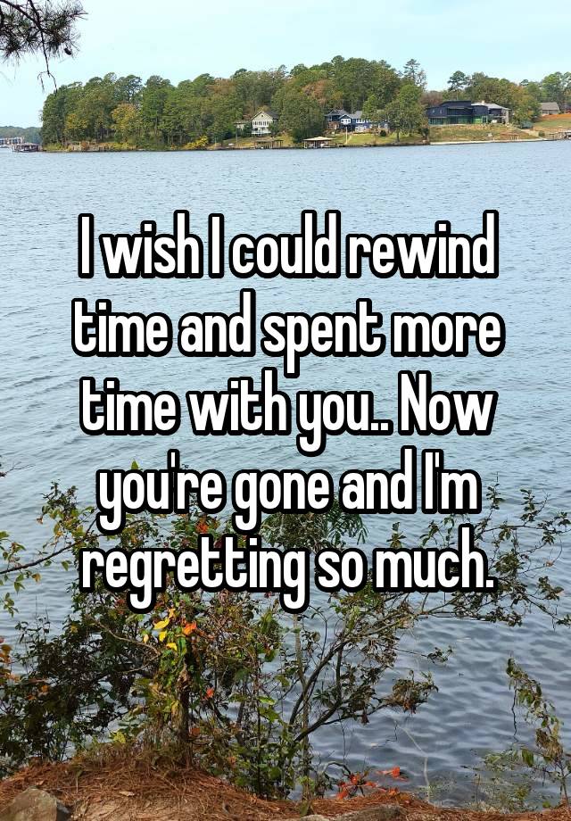 I wish I could rewind time and spent more time with you.. Now you're gone and I'm regretting so much.