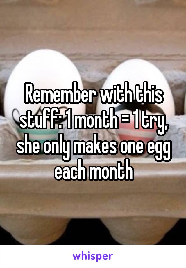 Remember with this stuff: 1 month = 1 try, she only makes one egg each month