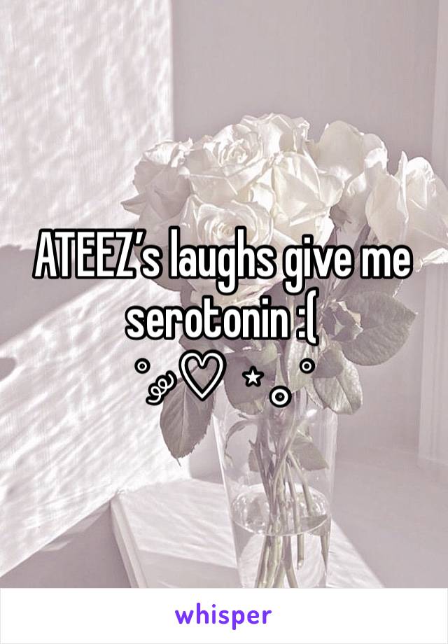 ATEEZ’s laughs give me serotonin :(
˚ ༘♡ ⋆｡˚