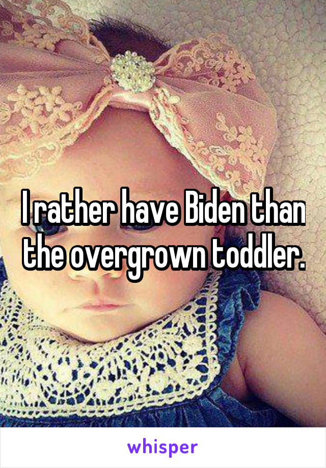 I rather have Biden than the overgrown toddler.