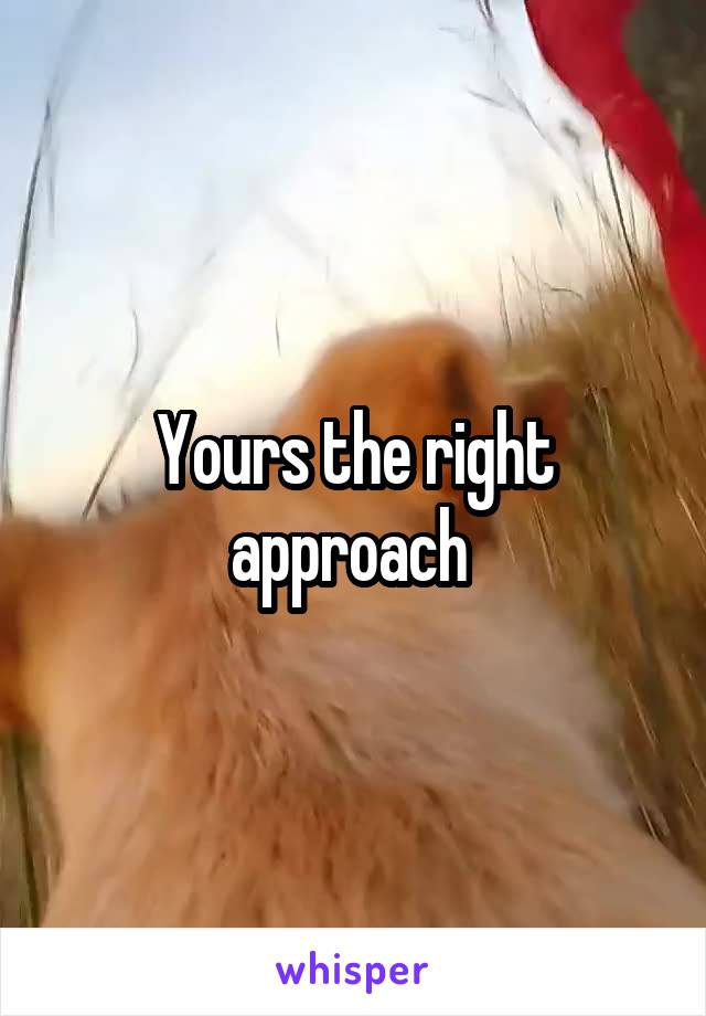 Yours the right approach 