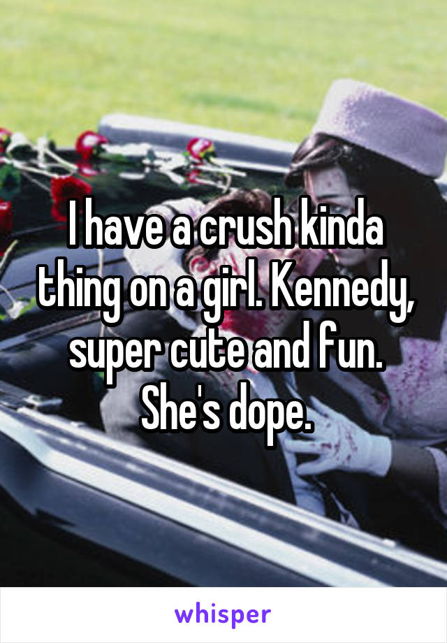 I have a crush kinda thing on a girl. Kennedy, super cute and fun. She's dope.