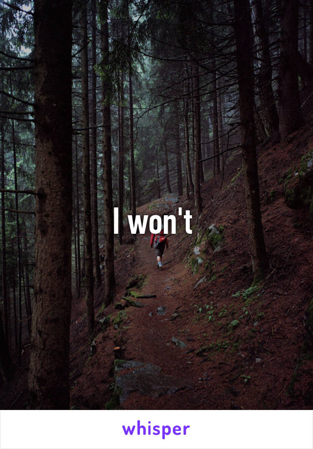 I won't 