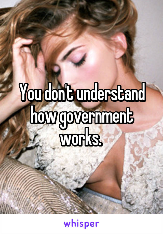 You don't understand how government works. 