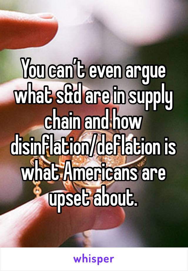 You can’t even argue what s&d are in supply chain and how disinflation/deflation is what Americans are upset about. 