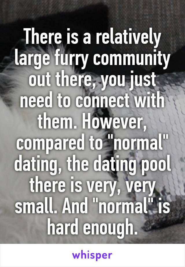 There is a relatively large furry community out there, you just need to connect with them. However, compared to "normal" dating, the dating pool there is very, very small. And "normal" is hard enough.