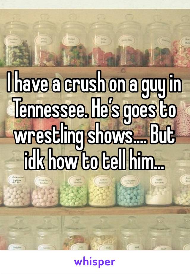 I have a crush on a guy in Tennessee. He’s goes to wrestling shows…. But idk how to tell him…
