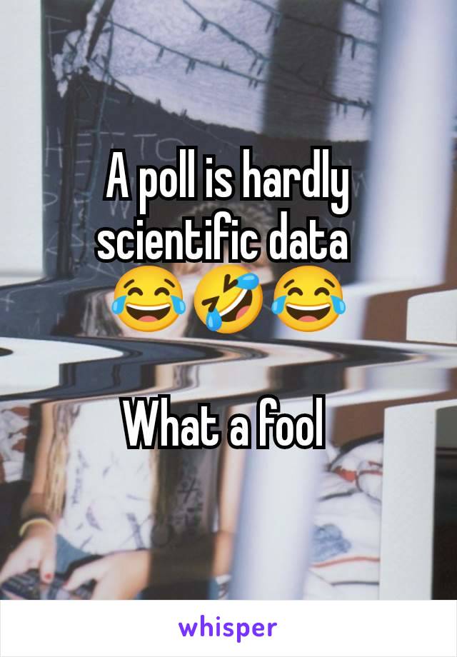 A poll is hardly scientific data 
😂🤣😂

What a fool 
