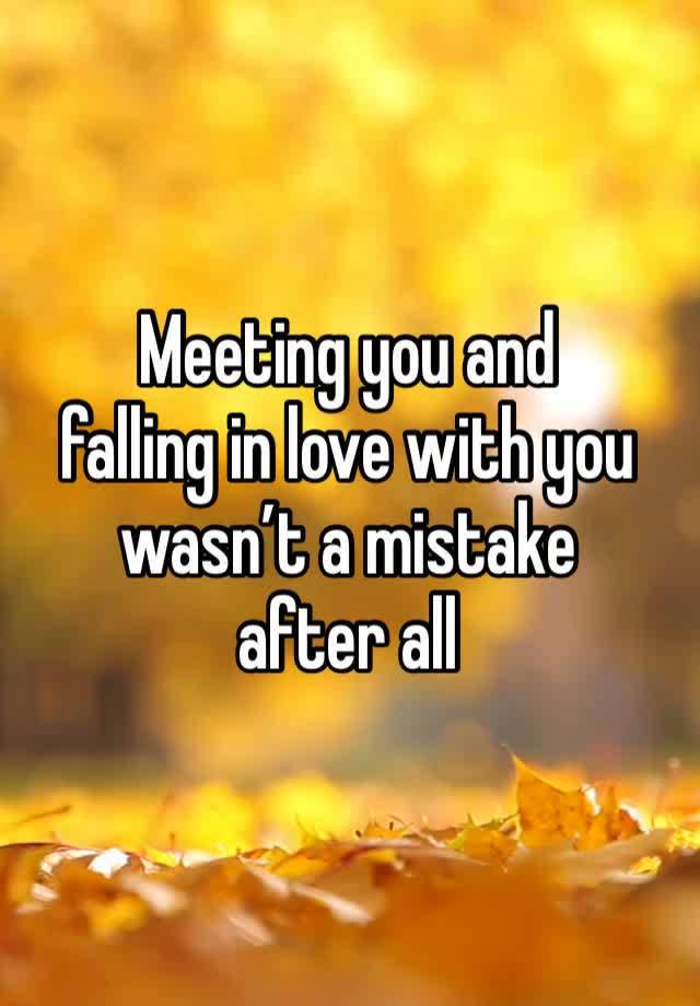 Meeting you and
falling in love with you wasn’t a mistake
after all