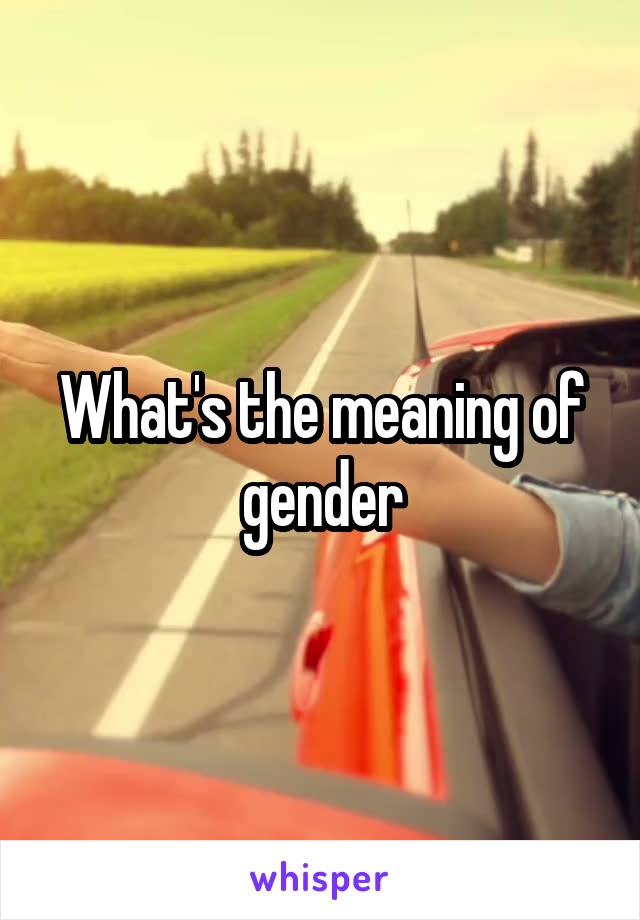 What's the meaning of gender