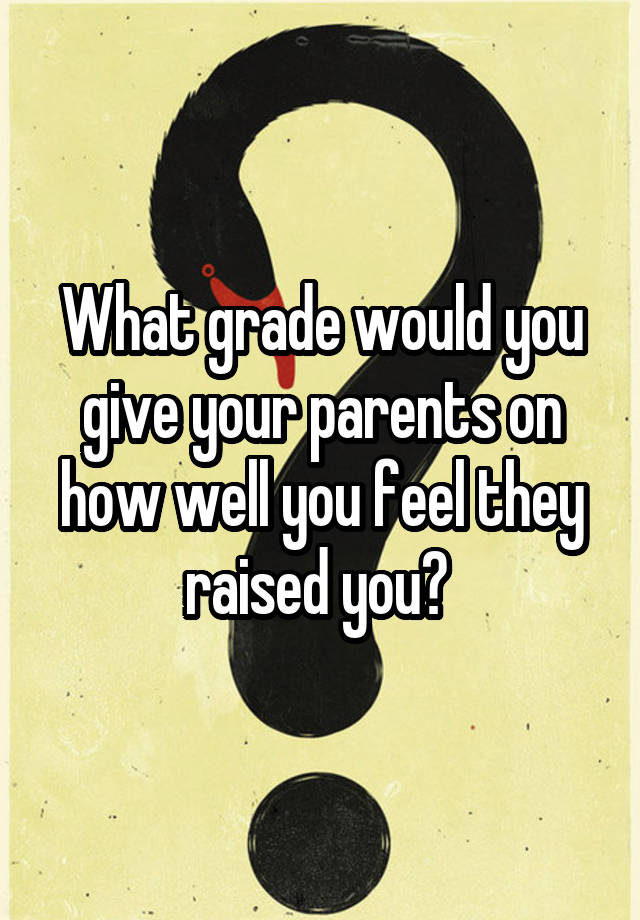 What grade would you give your parents on how well you feel they raised you? 